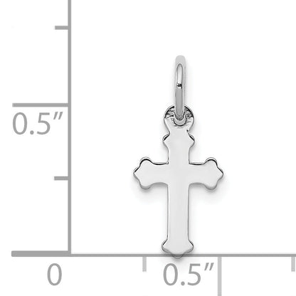 14K Weißgold Mini Poliert Kreuz Charm