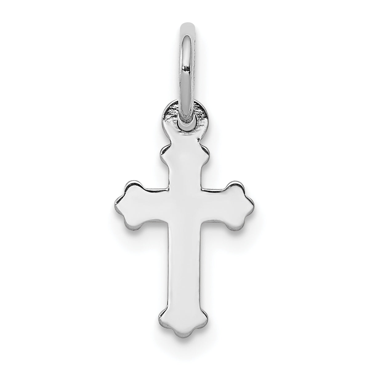 14K Weißgold Mini Poliert Kreuz Charm