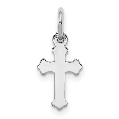 14K Weißgold Mini Poliert Kreuz Charm