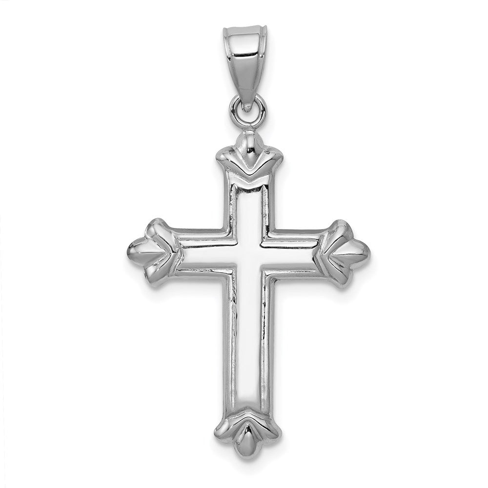 14K Weißgold Wendbar Diamantiert Kreuz Anhänger