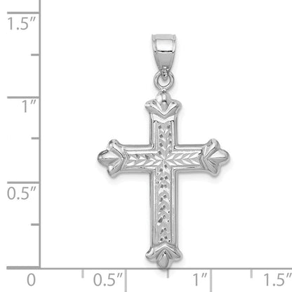 14K Weißgold Wendbar Diamantiert Kreuz Anhänger