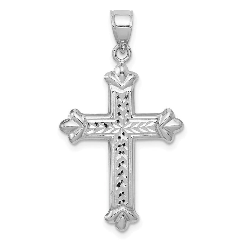 14K Weißgold Wendbar Diamantiert Kreuz Anhänger
