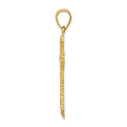 14K Gelbgold Kreuzanhänger mit diamantierten Knospenenden