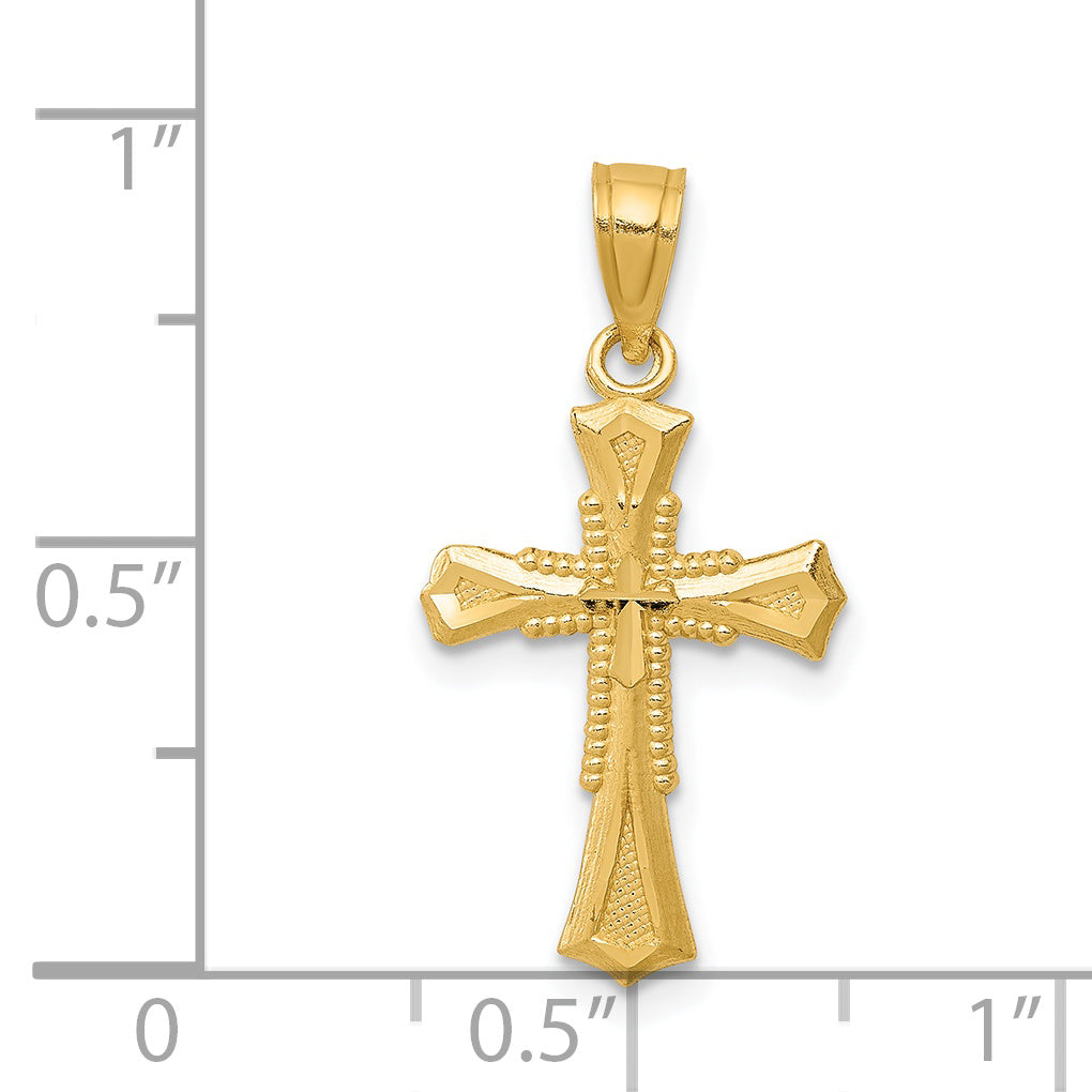 14K Gelbgold Diamantiert Kreuz Anhänger