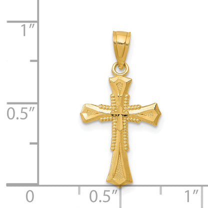 14K Gelbgold Diamantiert Kreuz Anhänger