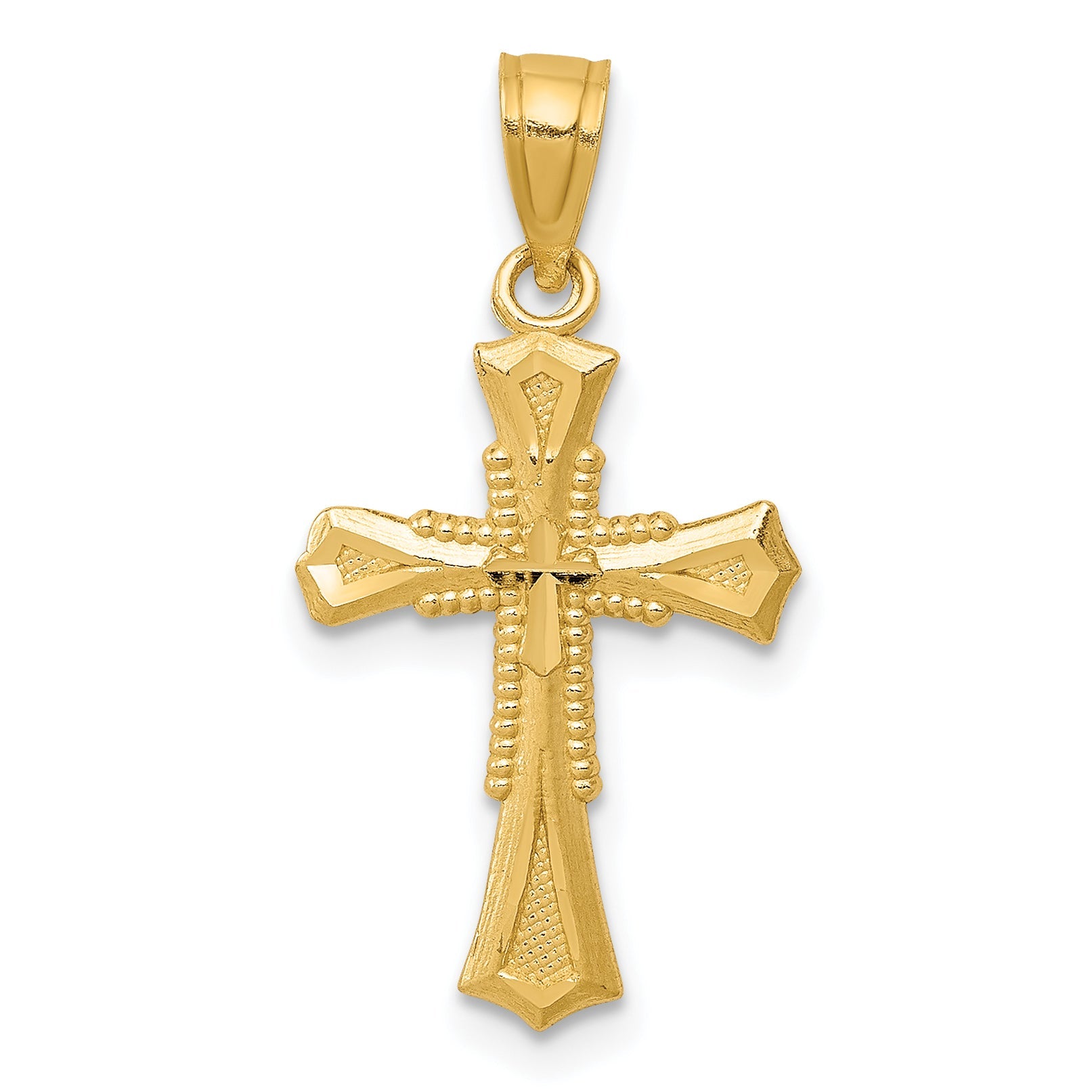 14K Gelbgold Diamantiert Kreuz Anhänger