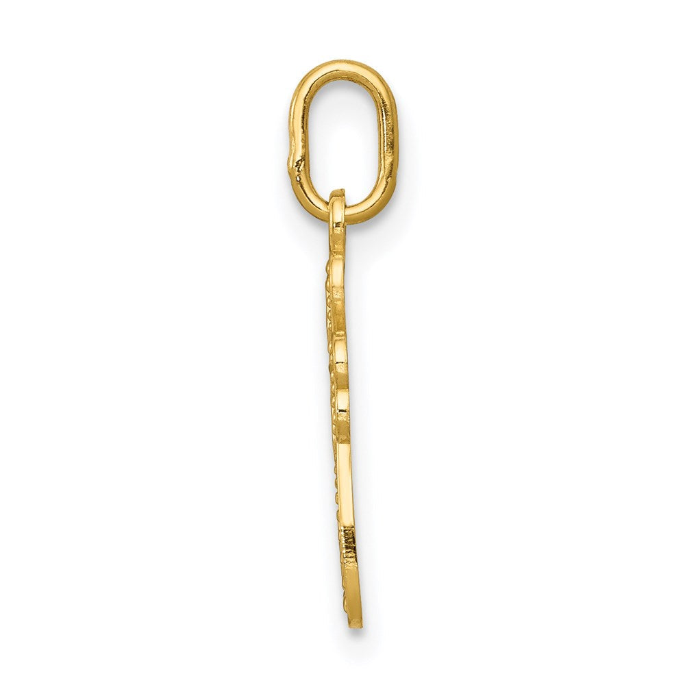 14K Gelbgold Diamantiert Poliert Klein Kreuz Anhänger