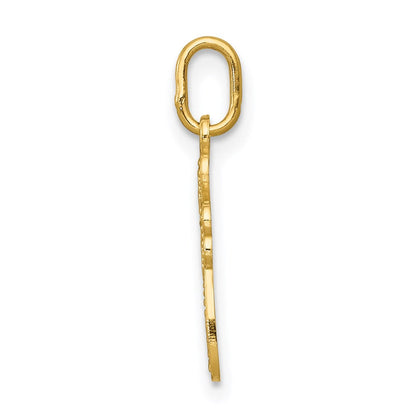 14K Gelbgold Diamantiert Poliert Klein Kreuz Anhänger