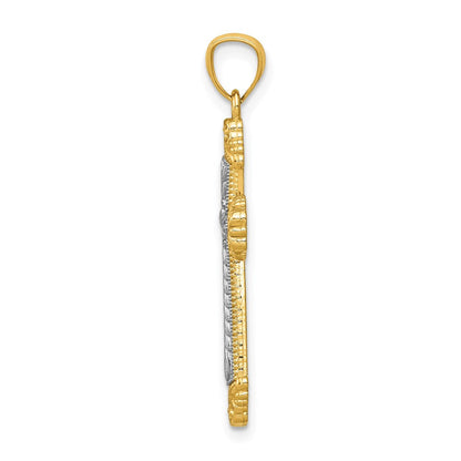 14K Bicolor Gold Polierter Kreuz-Anhänger