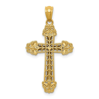 14K Bicolor Gold Polierter Kreuz-Anhänger