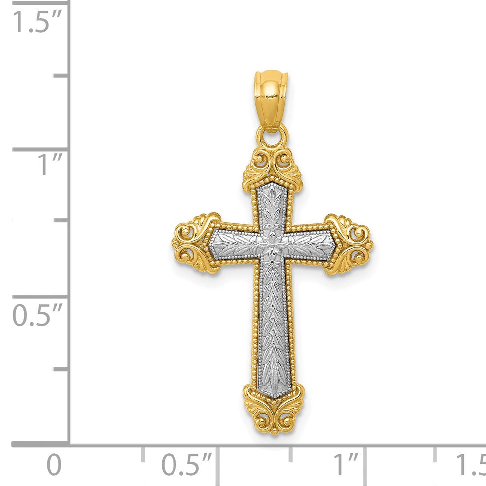 14K Bicolor Gold Polierter Kreuz-Anhänger