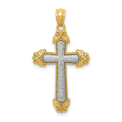 14K Bicolor Gold Polierter Kreuz-Anhänger