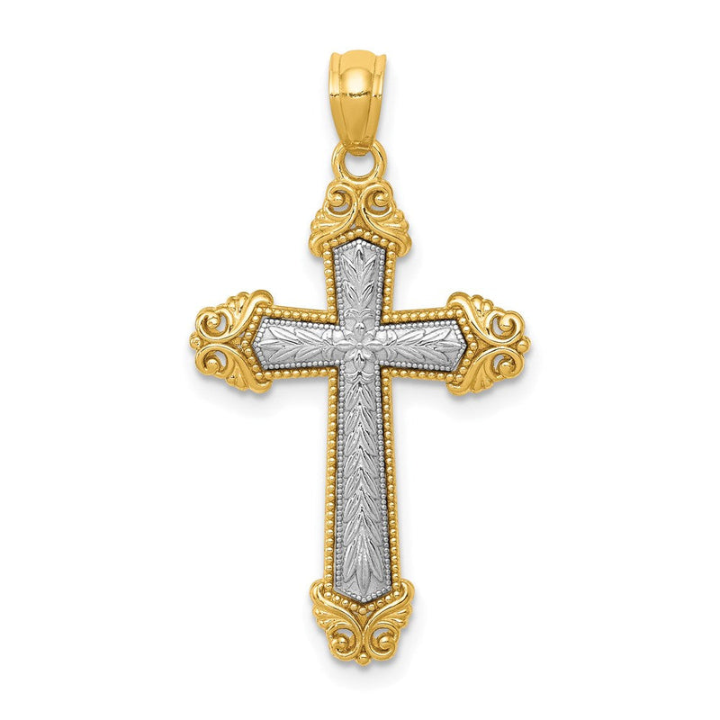 14K Bicolor Gold Polierter Kreuz-Anhänger
