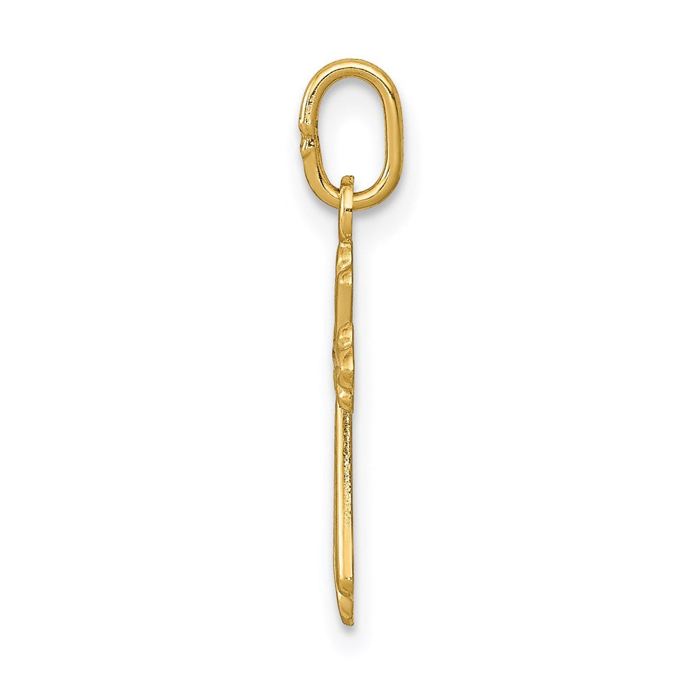 14K Gelbgold Poliert Diamantiert Klein Kreuz Charm