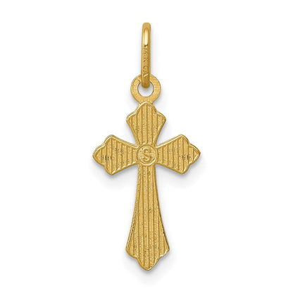 14K Gelbgold Poliert Diamantiert Klein Kreuz Charm