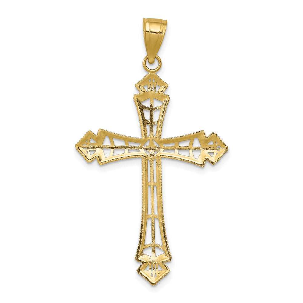 14K Gelb & Rhodium mit Rhodium Diamantiert Kreuz Anhänger