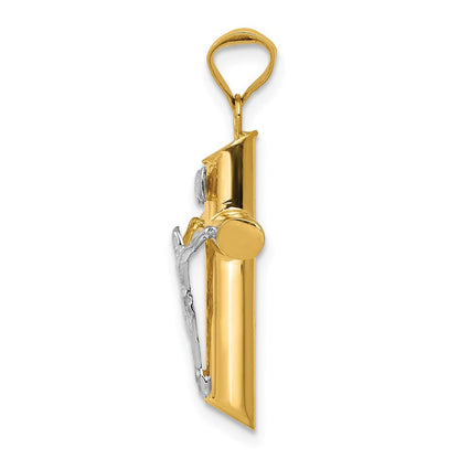 14K Bicolor Poliert Kruzifix Anhänger