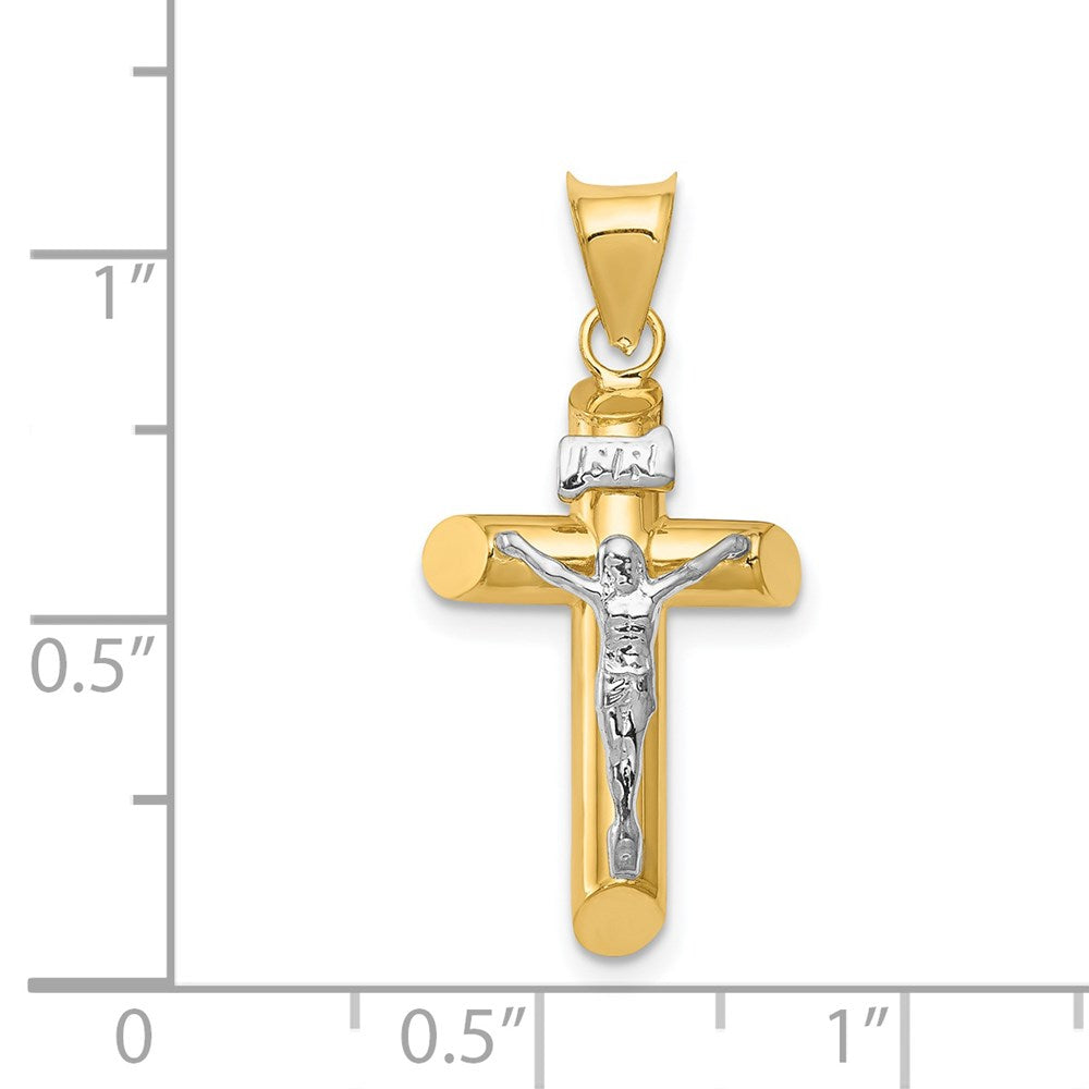 14K Bicolor Poliert Kruzifix Anhänger