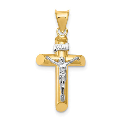 14K Bicolor Poliert Kruzifix Anhänger