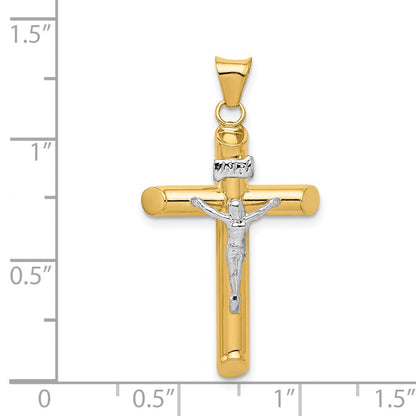 14K Bicolor Gold Polierter Kruzifix-Anhänger aus Bicolor-Gold