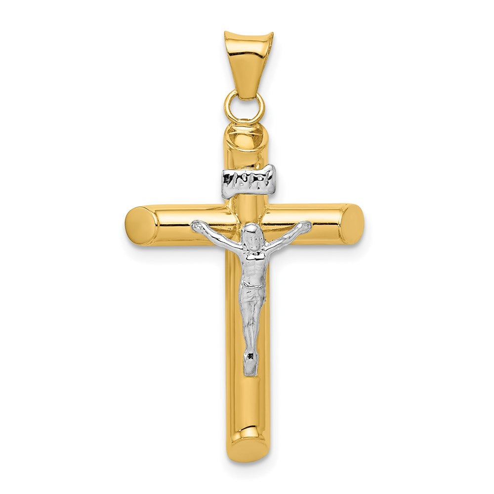14K Bicolor Gold Polierter Kruzifix-Anhänger aus Bicolor-Gold