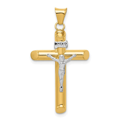 14K Bicolor Gold Polierter Kruzifix-Anhänger aus Bicolor-Gold