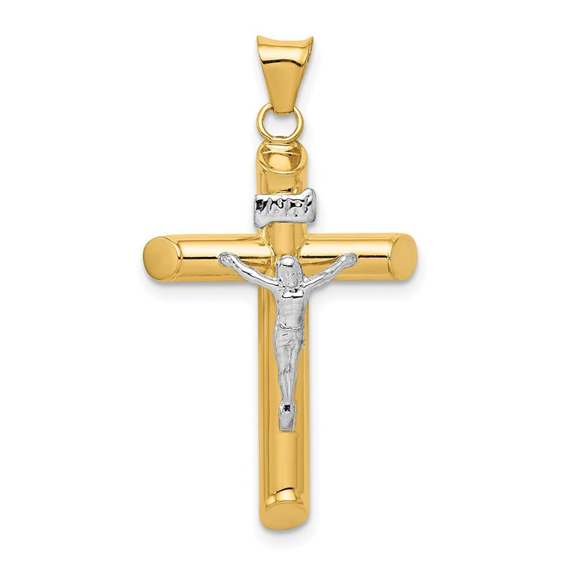 14K Bicolor Gold Polierter Kruzifix-Anhänger aus Bicolor-Gold