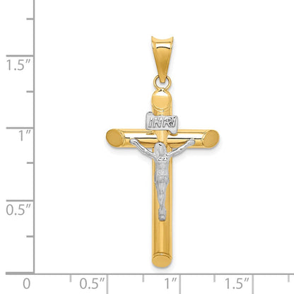 14K Bicolor Gold Polierter Kruzifix-Anhänger aus Bicolor Gold