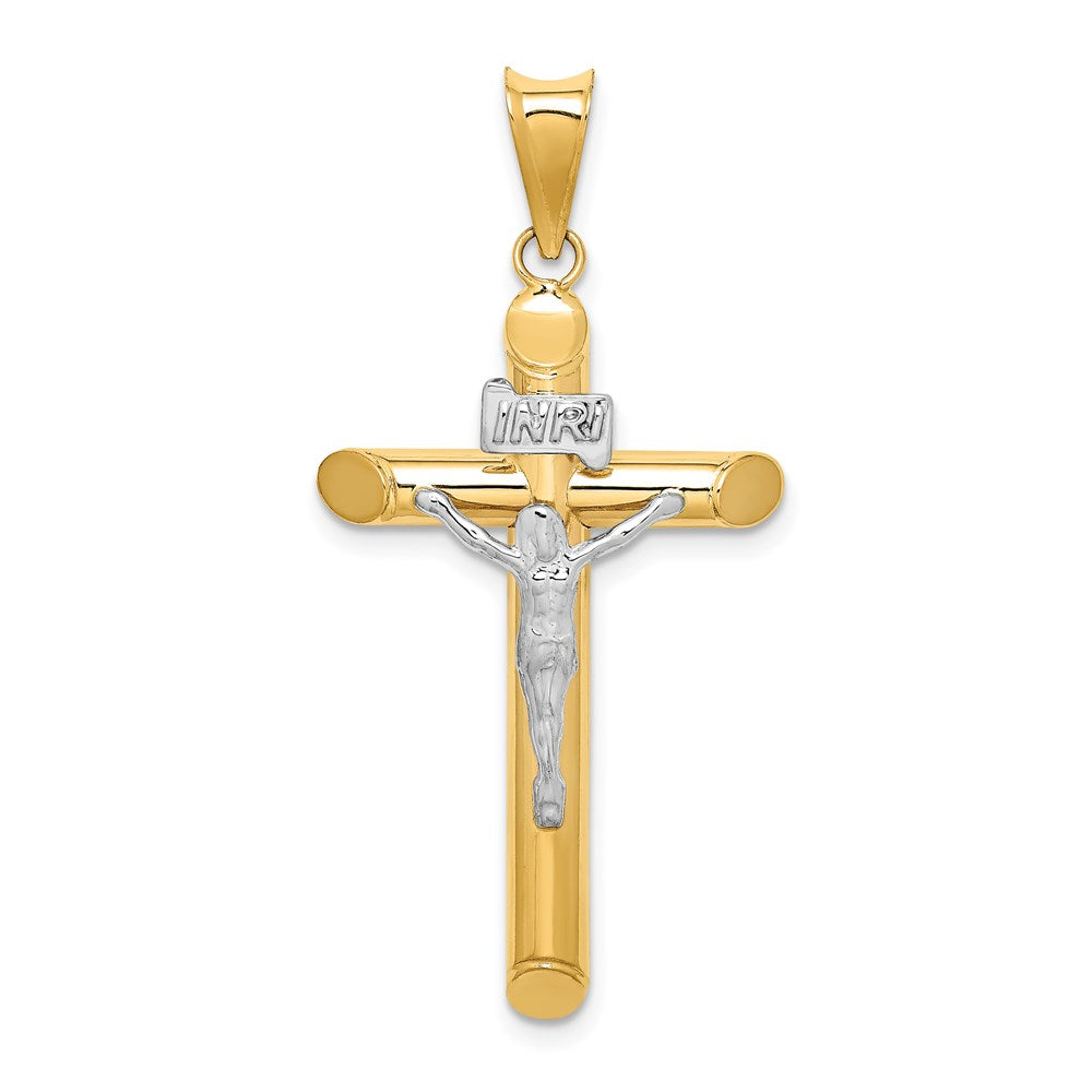 14K Bicolor Gold Polierter Kruzifix-Anhänger aus Bicolor Gold