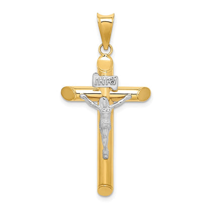 14K Bicolor Gold Polierter Kruzifix-Anhänger aus Bicolor Gold