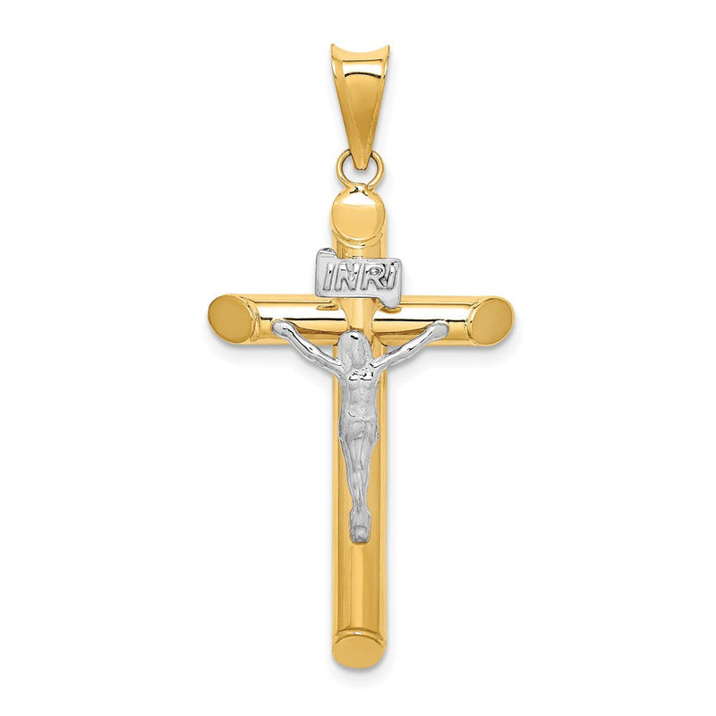 14K Bicolor Gold Polierter Kruzifix-Anhänger aus Bicolor Gold