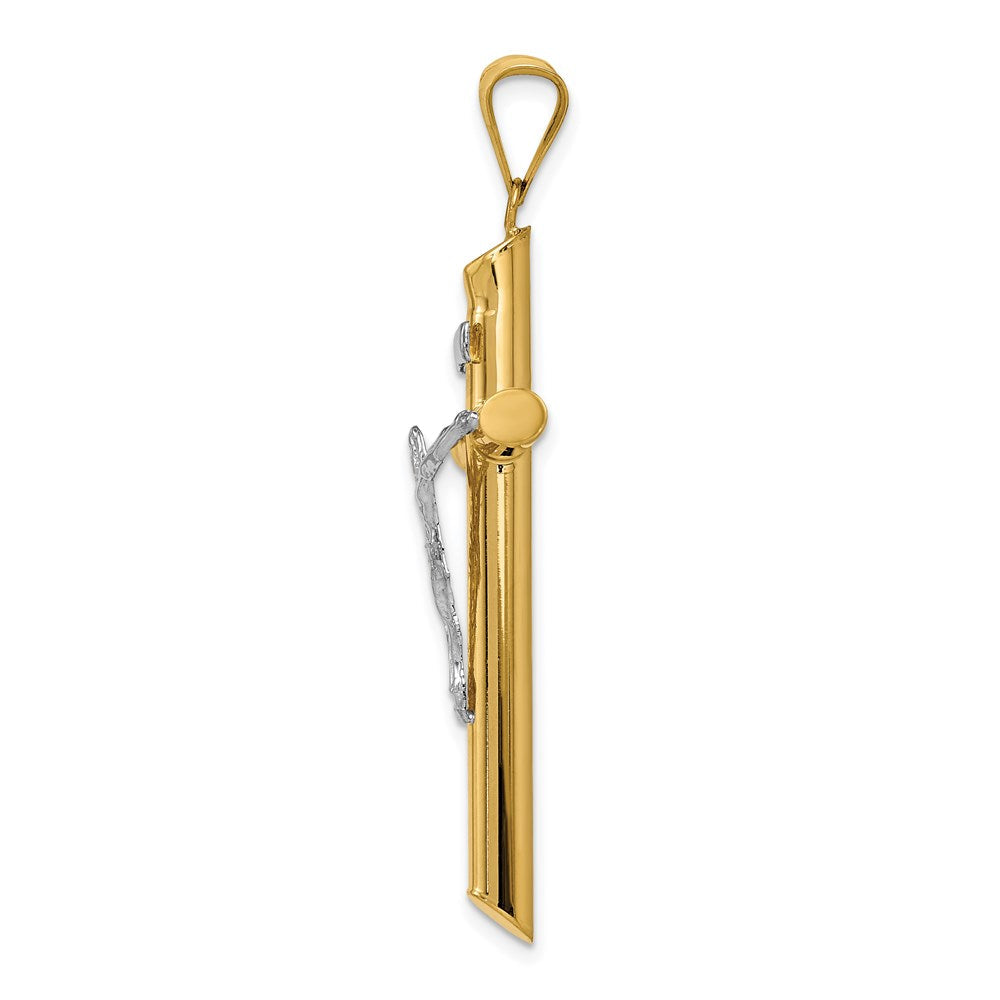 14K Bicolor Gold Polierter Kruzifix-Anhänger