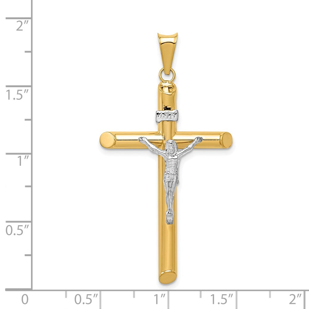 14K Bicolor Gold Polierter Kruzifix-Anhänger