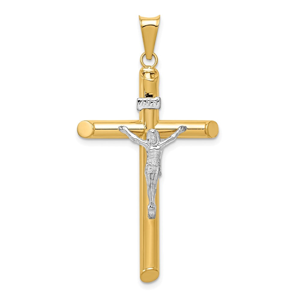 14K Bicolor Gold Polierter Kruzifix-Anhänger