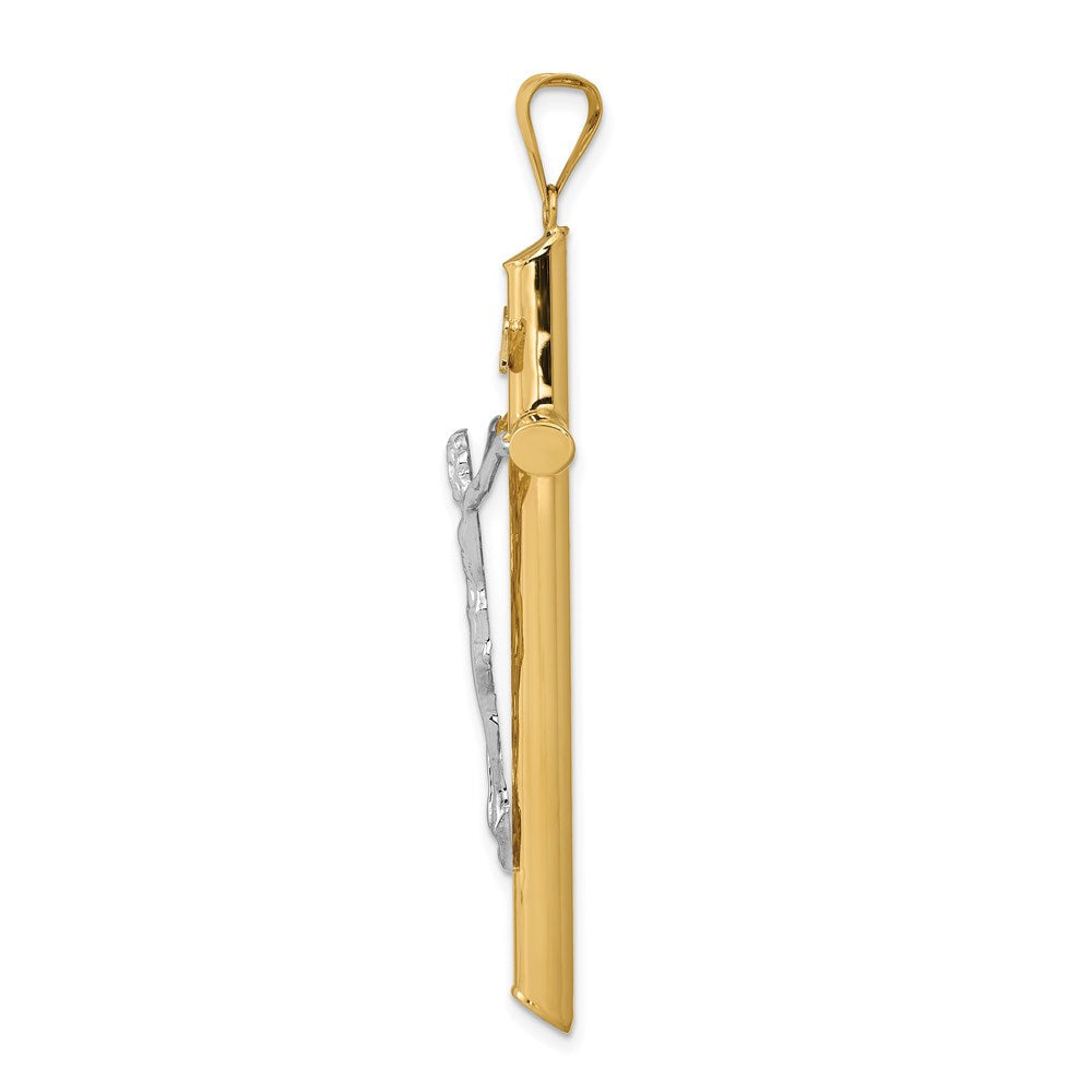 14 Karat Bicolor Gold Polierter Kruzifix-Anhänger aus Bicolor-Gold