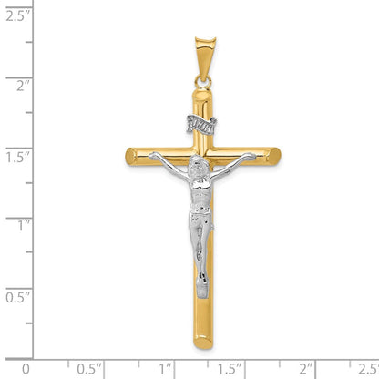 14 Karat Bicolor Gold Polierter Kruzifix-Anhänger aus Bicolor-Gold