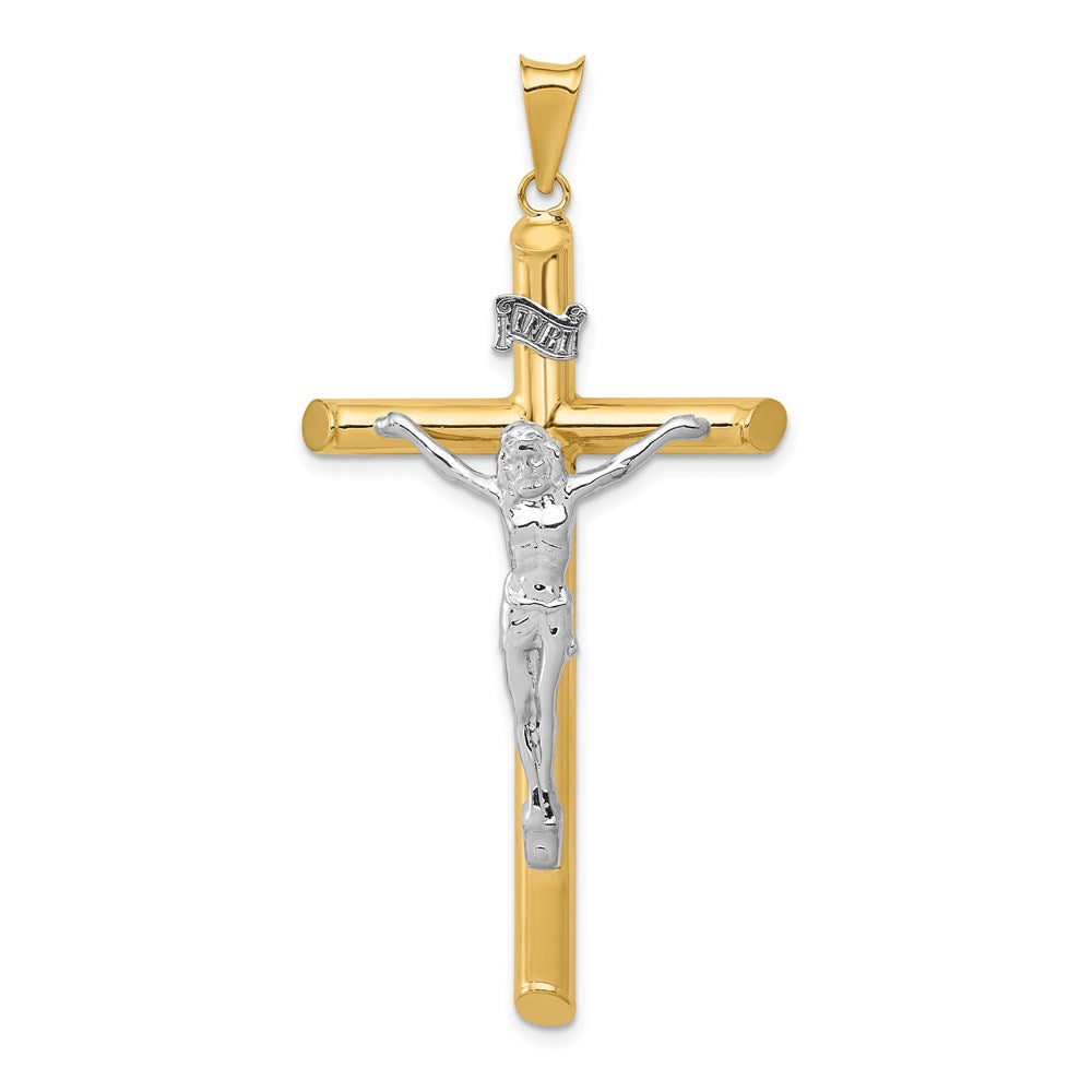 14 Karat Bicolor Gold Polierter Kruzifix-Anhänger aus Bicolor-Gold