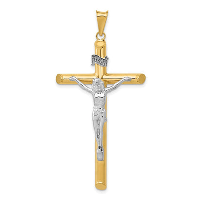 14 Karat Bicolor Gold Polierter Kruzifix-Anhänger aus Bicolor-Gold