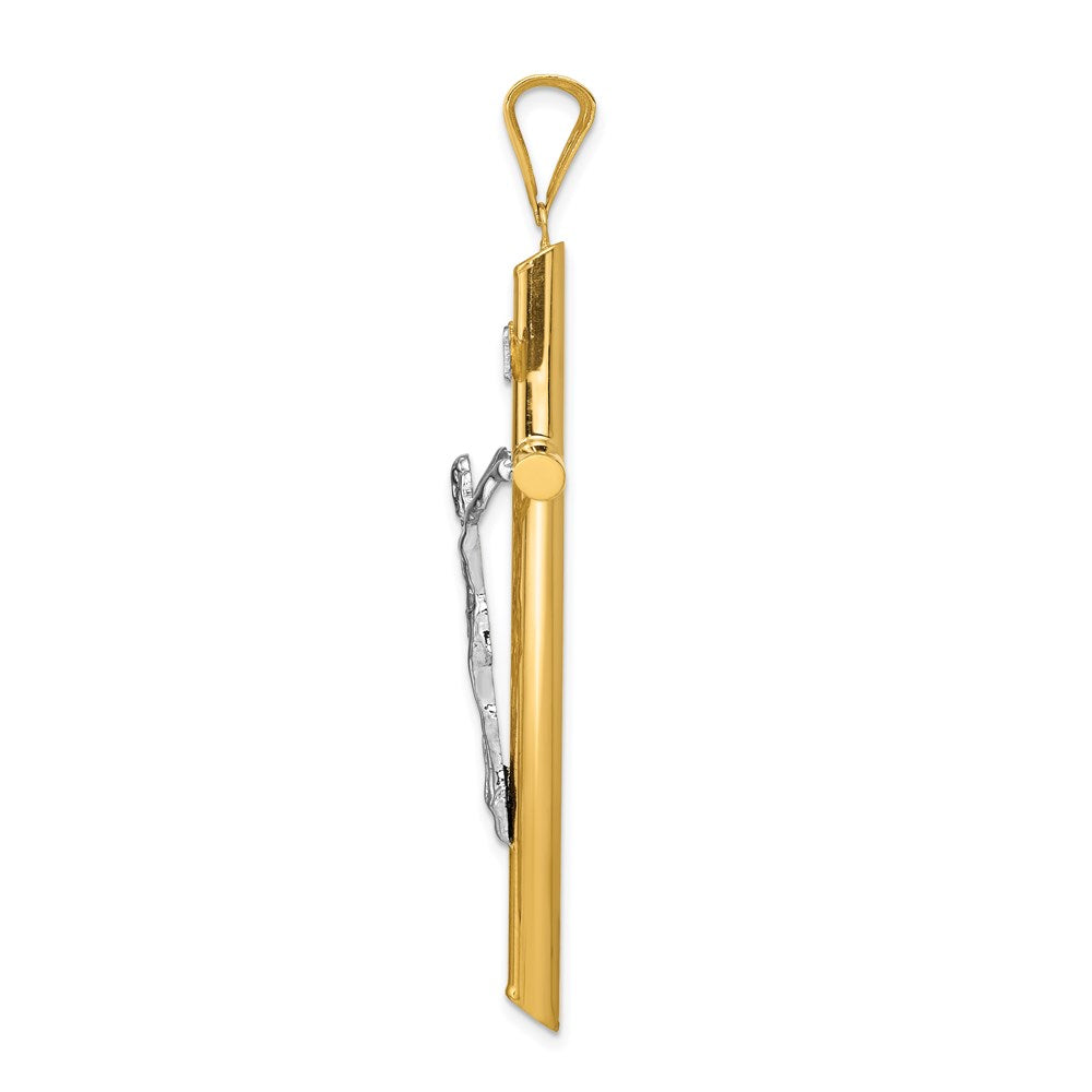 14K Bicolor-Gold Bicolor-Gold Polierter Kruzifix-Anhänger