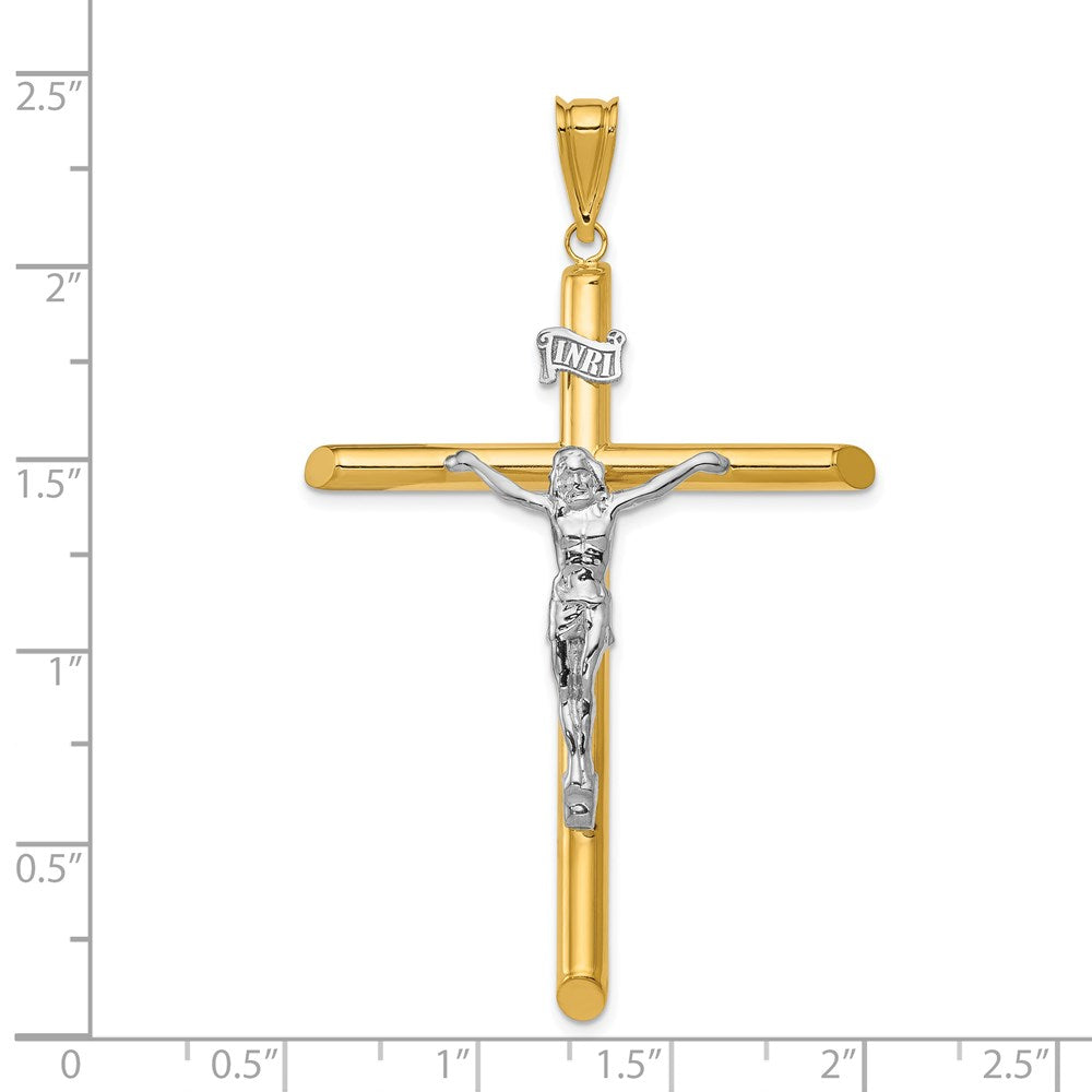 14K Bicolor-Gold Bicolor-Gold Polierter Kruzifix-Anhänger