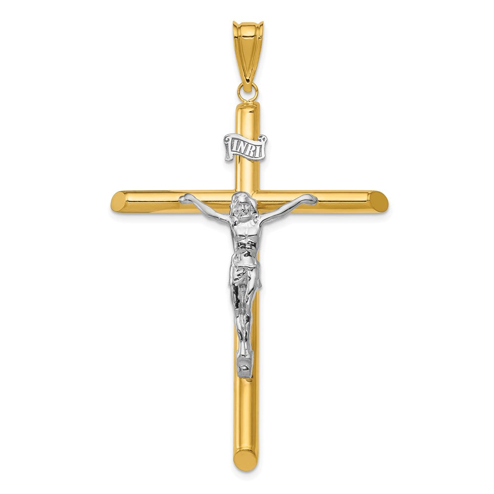 14K Bicolor-Gold Bicolor-Gold Polierter Kruzifix-Anhänger