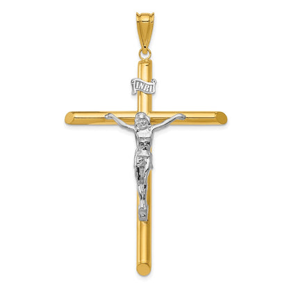 14K Bicolor-Gold Bicolor-Gold Polierter Kruzifix-Anhänger