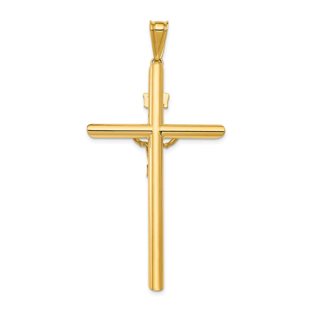Polierter Kruzifix-Anhänger aus 14K Bicolor-Gold