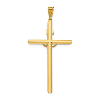 Polierter Kruzifix-Anhänger aus 14K Bicolor-Gold