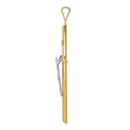 14K Bicolor-Gold Polierter Jesus-Kruzifix-Anhänger