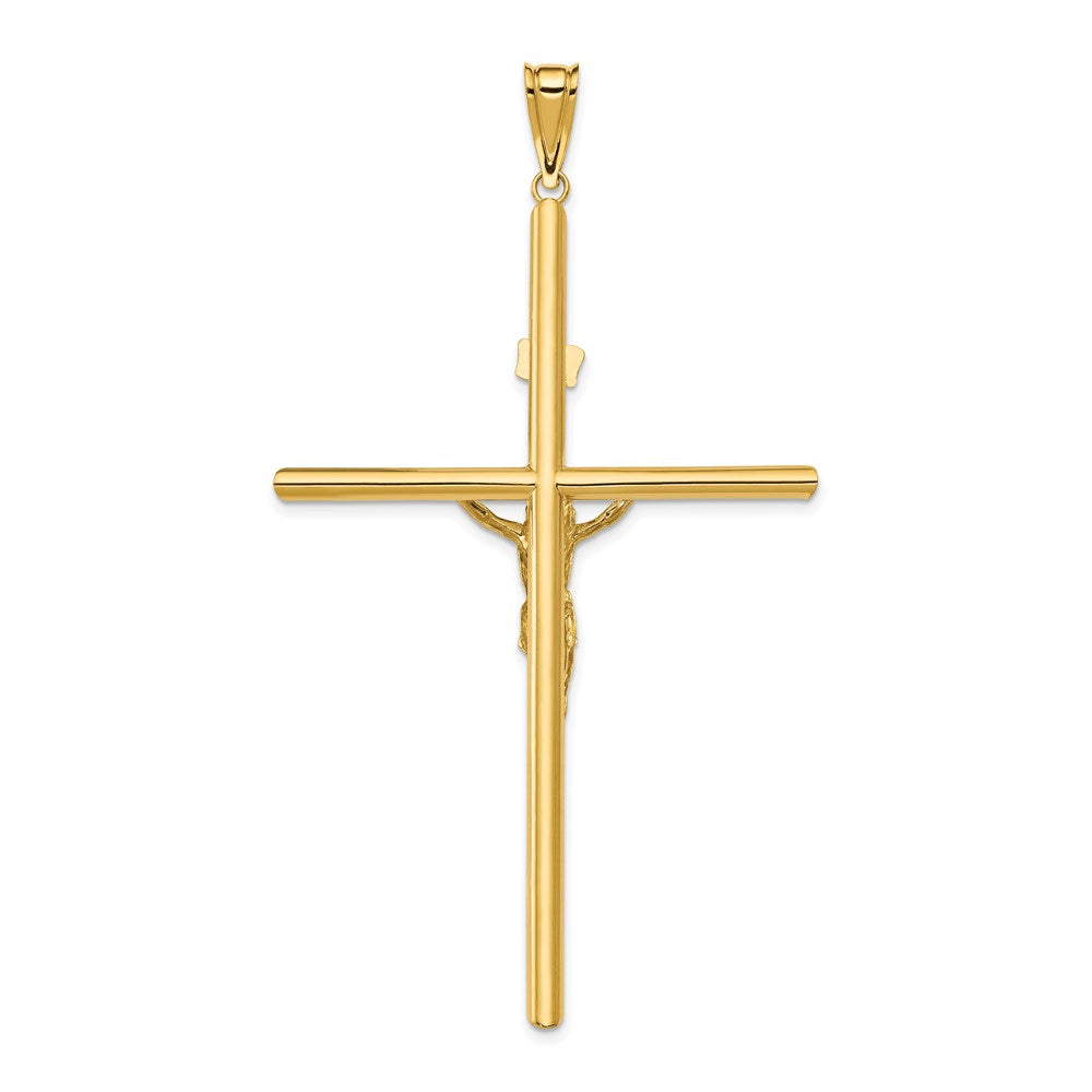 14K Bicolor-Gold Polierter Jesus-Kruzifix-Anhänger