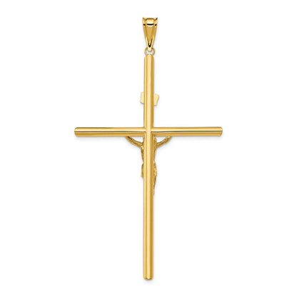 14K Bicolor-Gold Polierter Jesus-Kruzifix-Anhänger