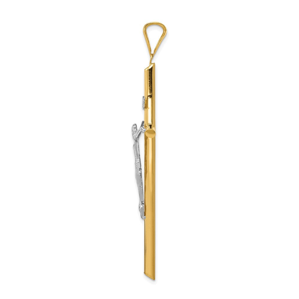 14K Bicolor-Gold Jesus-Kruzifix-Anhänger, poliert