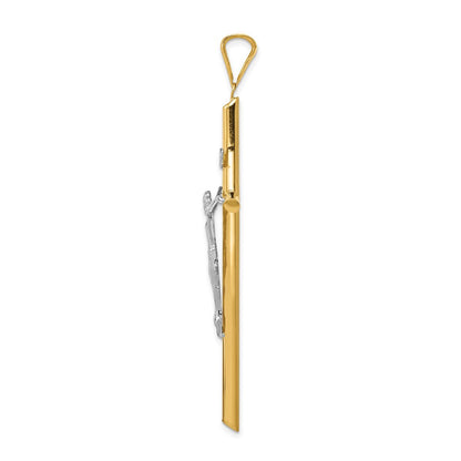 14K Bicolor-Gold Jesus-Kruzifix-Anhänger, poliert