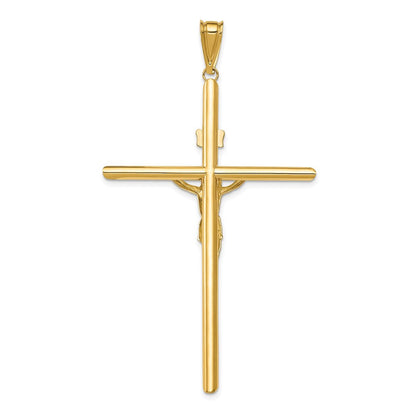14K Bicolor-Gold Jesus-Kruzifix-Anhänger, poliert